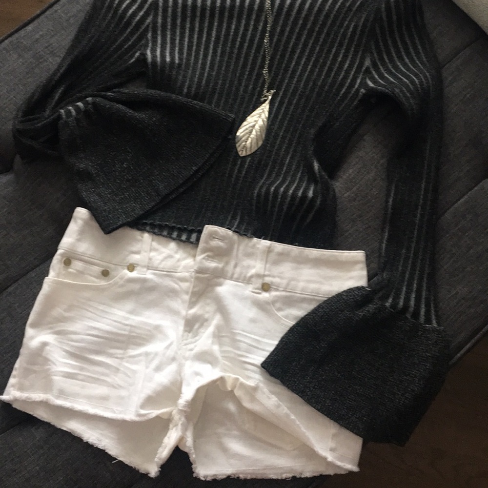 New white cut off jean shorts